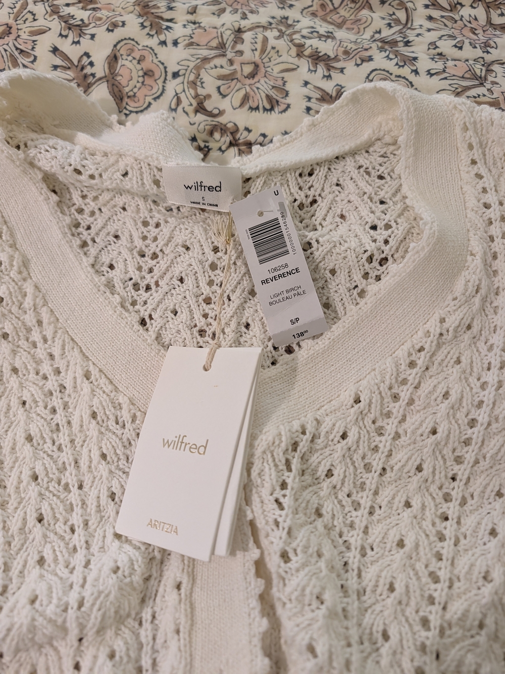 Wilfred Open-Knit V-Neck Sweater in Light Birch